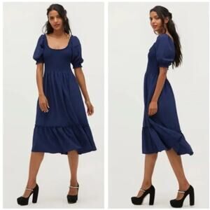 Hill House The Luisa Nap Blue Navy Crepe Dress Womens New Size XL